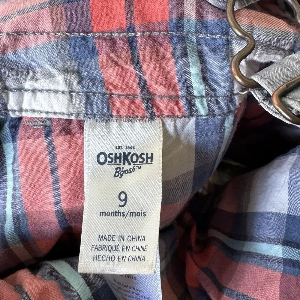 Vintage Oshkosh B'gosh Boys Vestbak Gray Blue Overalls 100% Cotton‎ 9 Months